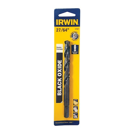 Irwin Irwin 27/64 in. X 5-3/8 in. L High Speed Steel Jobber Length Drill Bit Reduced Round Shank 1 pc 67827